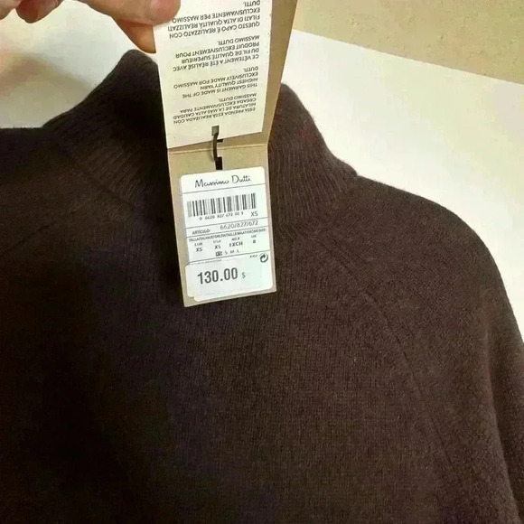 Massimo Dutti Women High neck cashmere wool chocolate brown dress - Picture 15 of 17